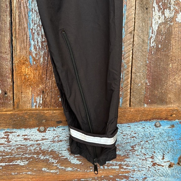 Burley Nylon Track Pants M Elastic Waist Zip and Reflector Cuffs Black - Picture 6 of 7